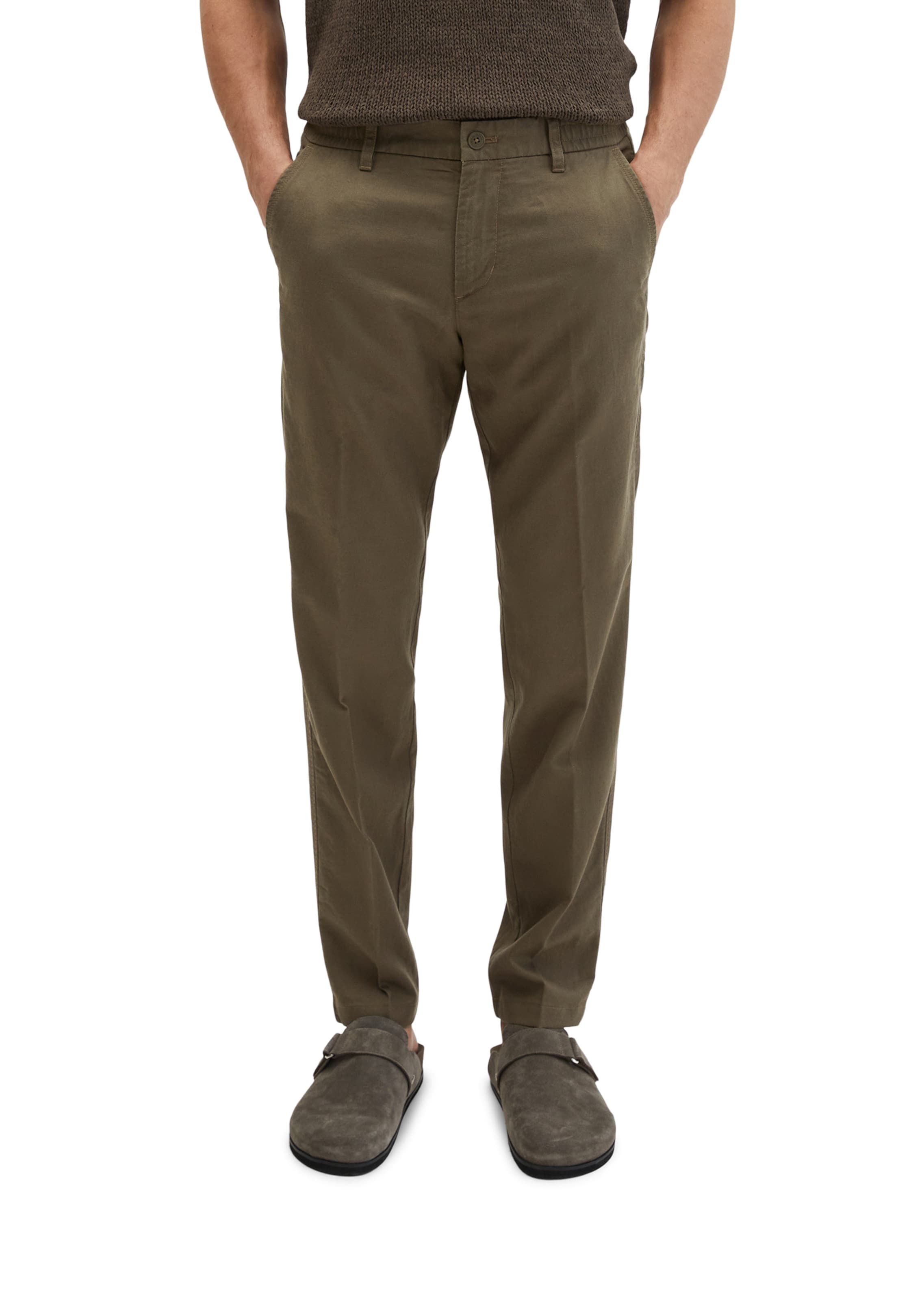 Marc O'Polo Tapered Chino Pants 'Mossbo' in Brown: front