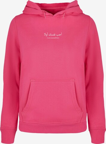 Merchcode Sweatshirt 'Love Yourself First' in Pink: front