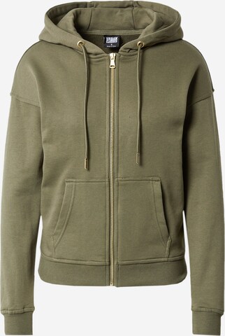 Urban Classics Zip-Up Hoodie in Green: front