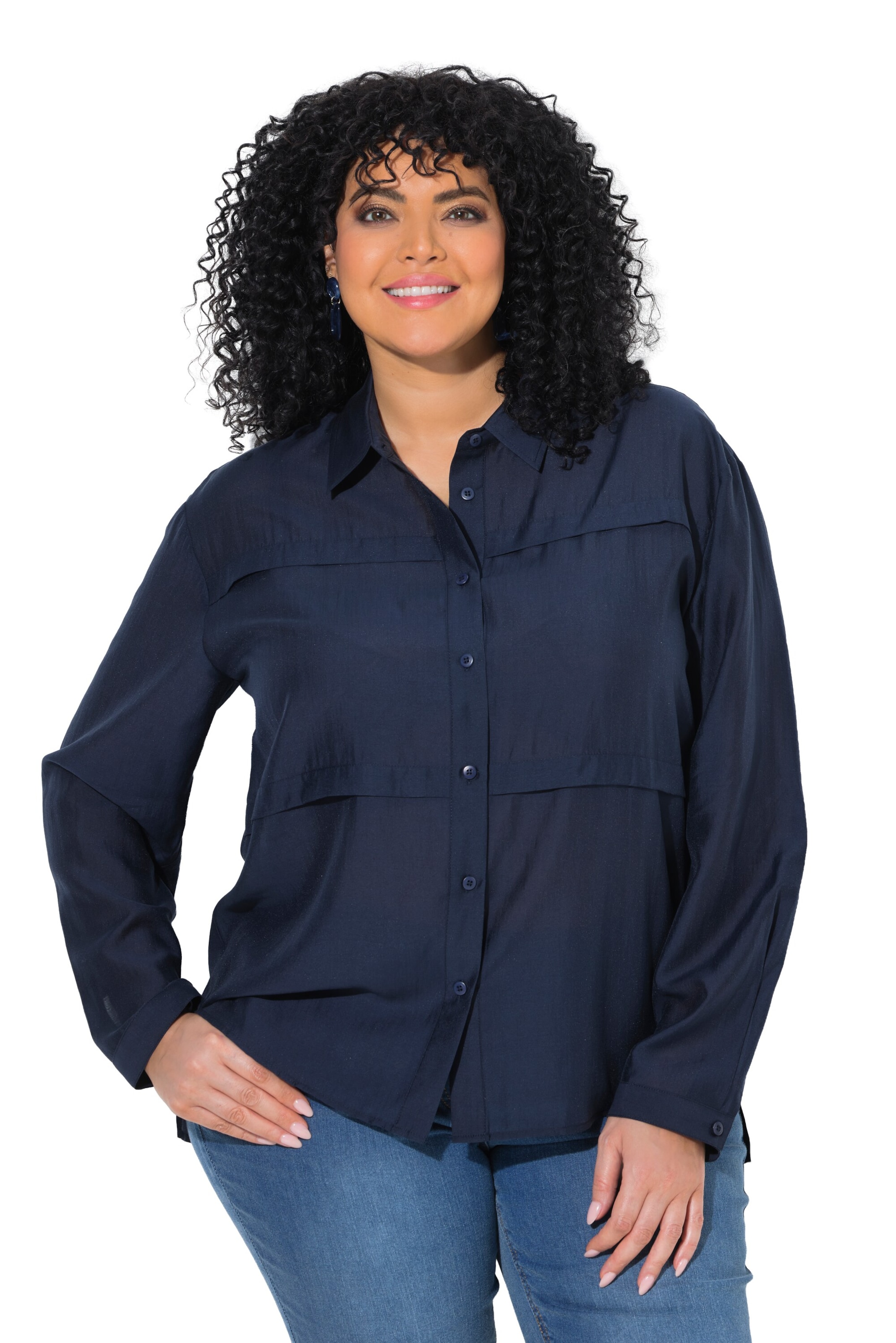 Ulla Popken Blouse in Blauw: voorkant