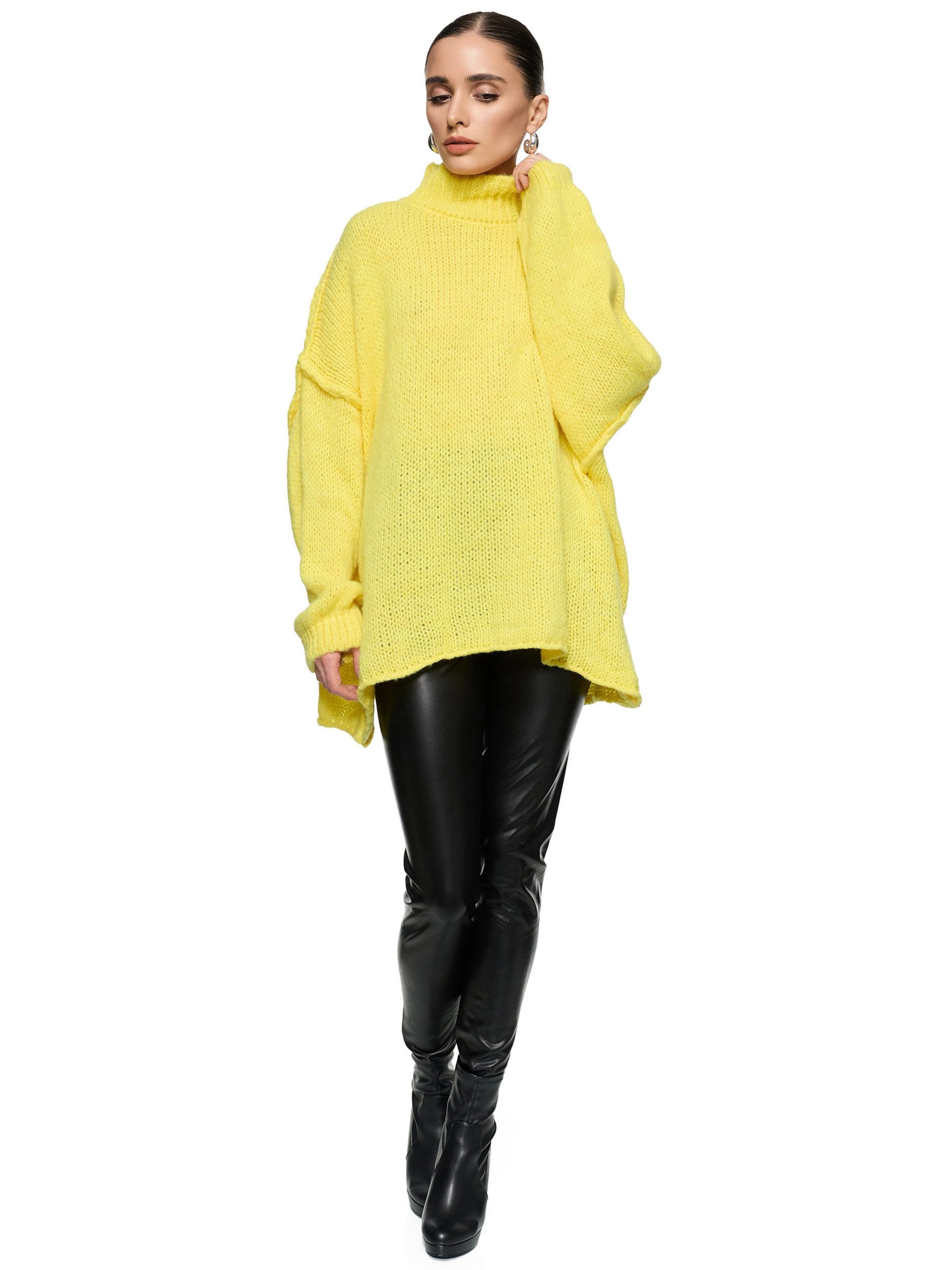 Worldclassca Oversized Sweater 'Strickpullover Oversized mit Stehkragen' in Yellow