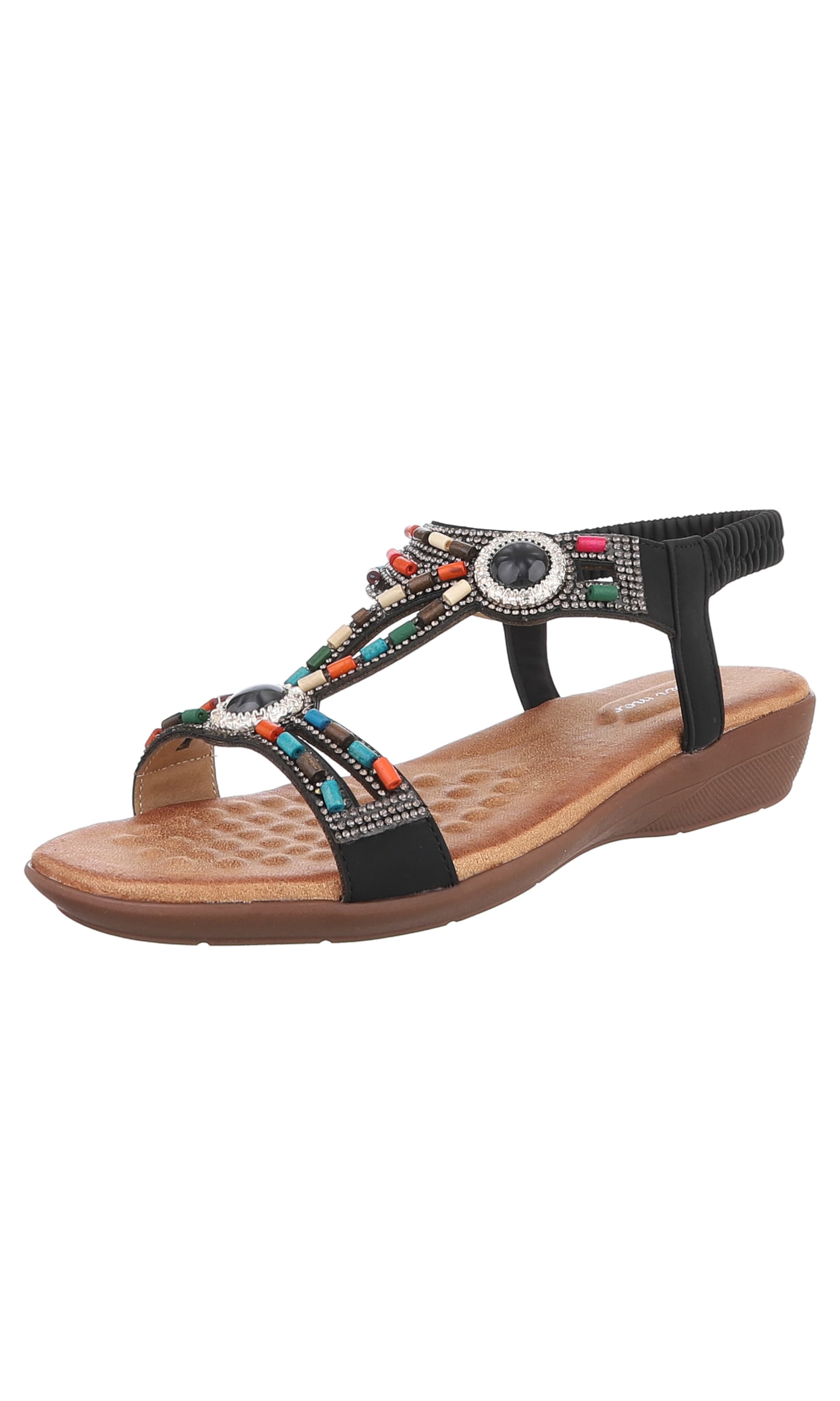 Ital-Design Strap Sandals in Black: front