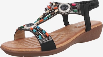 Ital-Design Strap Sandals in Black: front