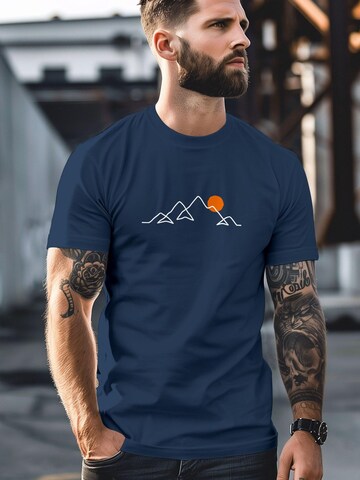 Neverless Shirt 'Berg Linie' in Blue