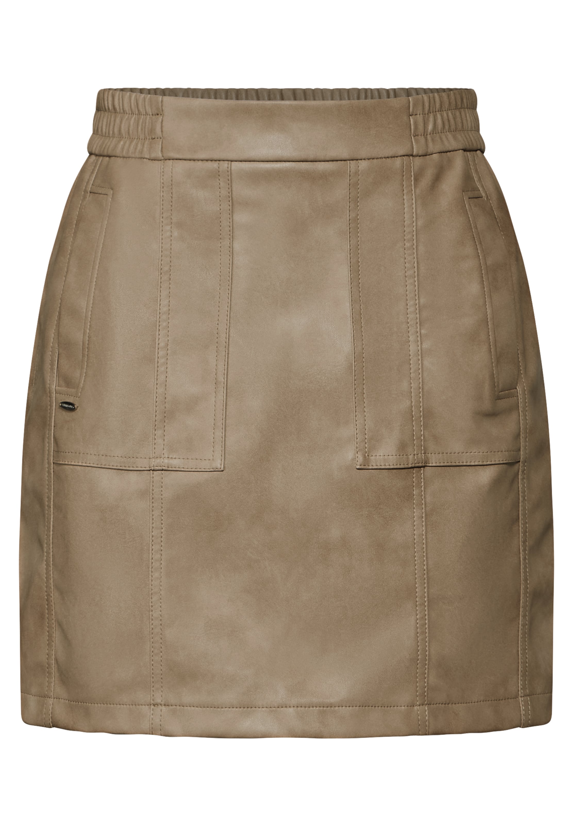 STREET ONE Rock im Leder-Look in Beige: Vorderseite