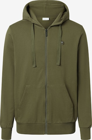 KnowledgeCotton Apparel Zip-Up Hoodie in Green: front