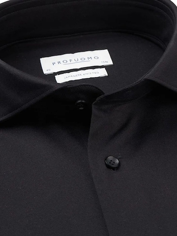 Profuomo Slim fit Overhemd 'Japanese Knitted' in Zwart