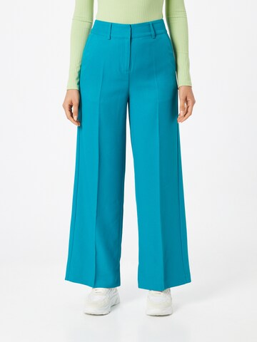 Y.A.S Wide leg Trousers with creases 'Deeply' in Blue: front