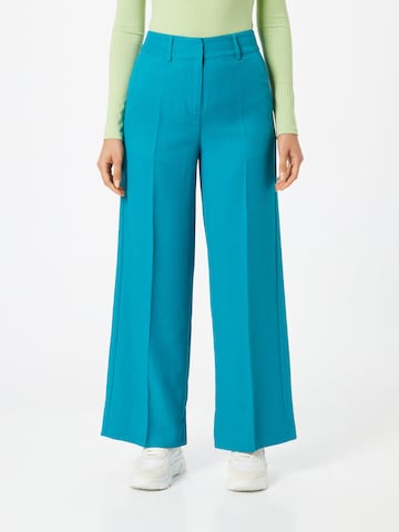 Y.A.S Wide leg Pleated Pants 'Deeply' in Blue: front