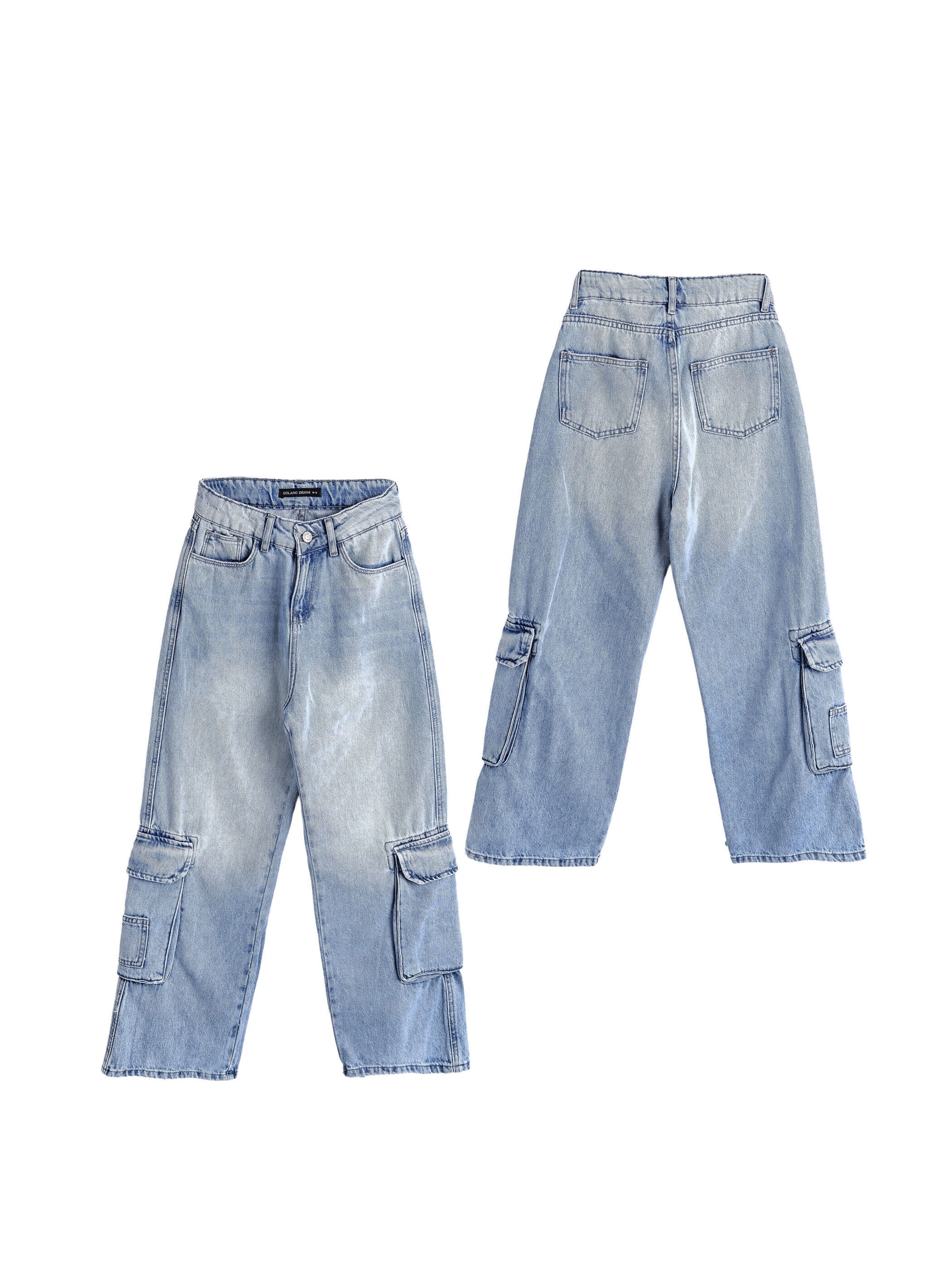 Solang Regular Hose Cargo-Look lässig mit Seitentaschen in Blau