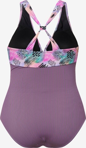 Ulla Popken Triangle Swimsuit in Purple