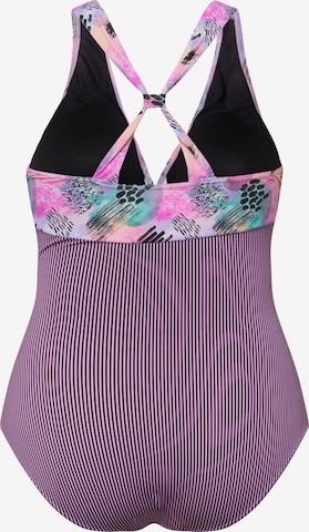 Ulla Popken Triangle Swimsuit in Purple