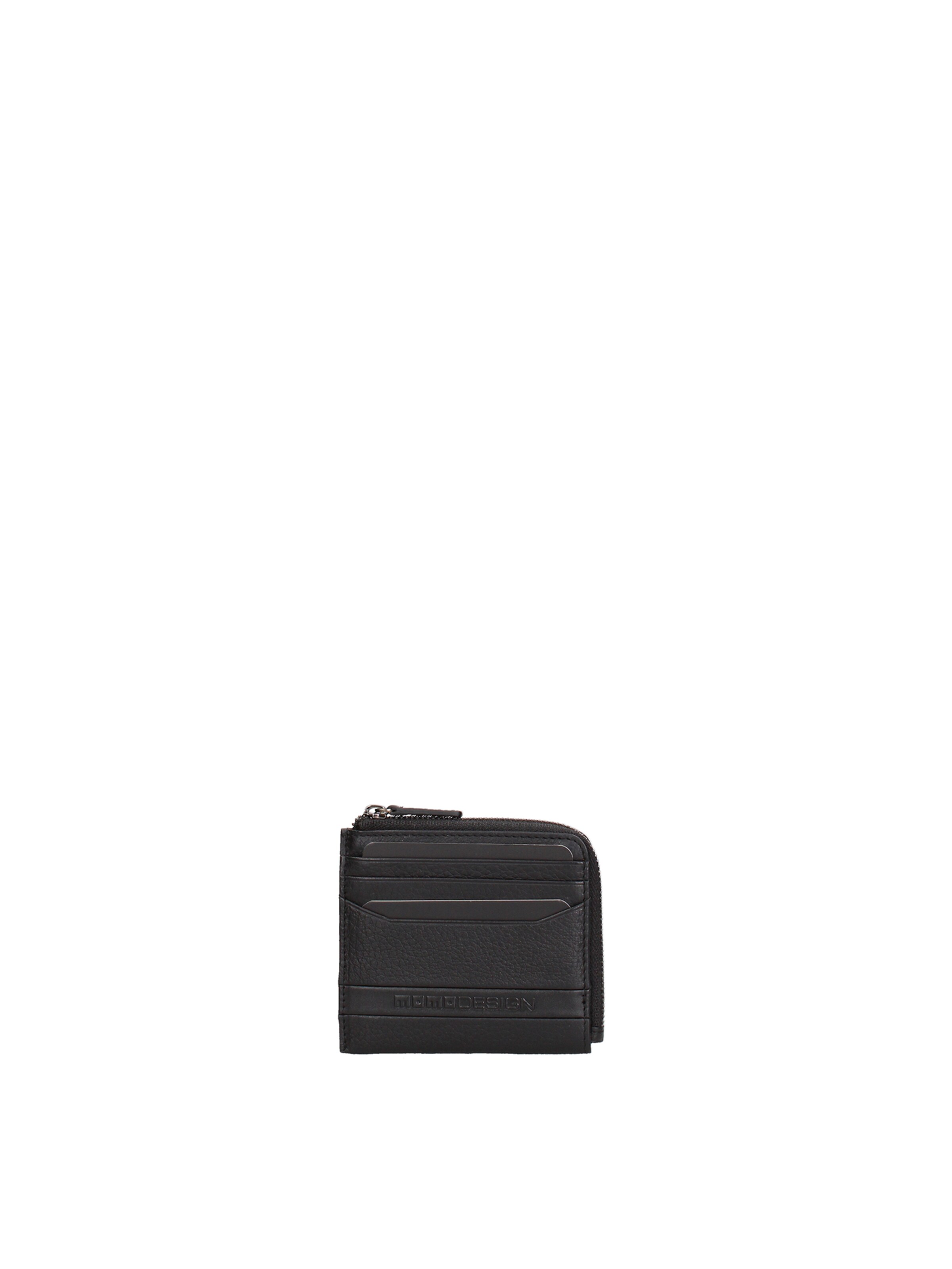 Astuccio 'Porta carte uomo vera pelle con zip - Momo Design 11x21 cm' di Momo Design in nero: frontale