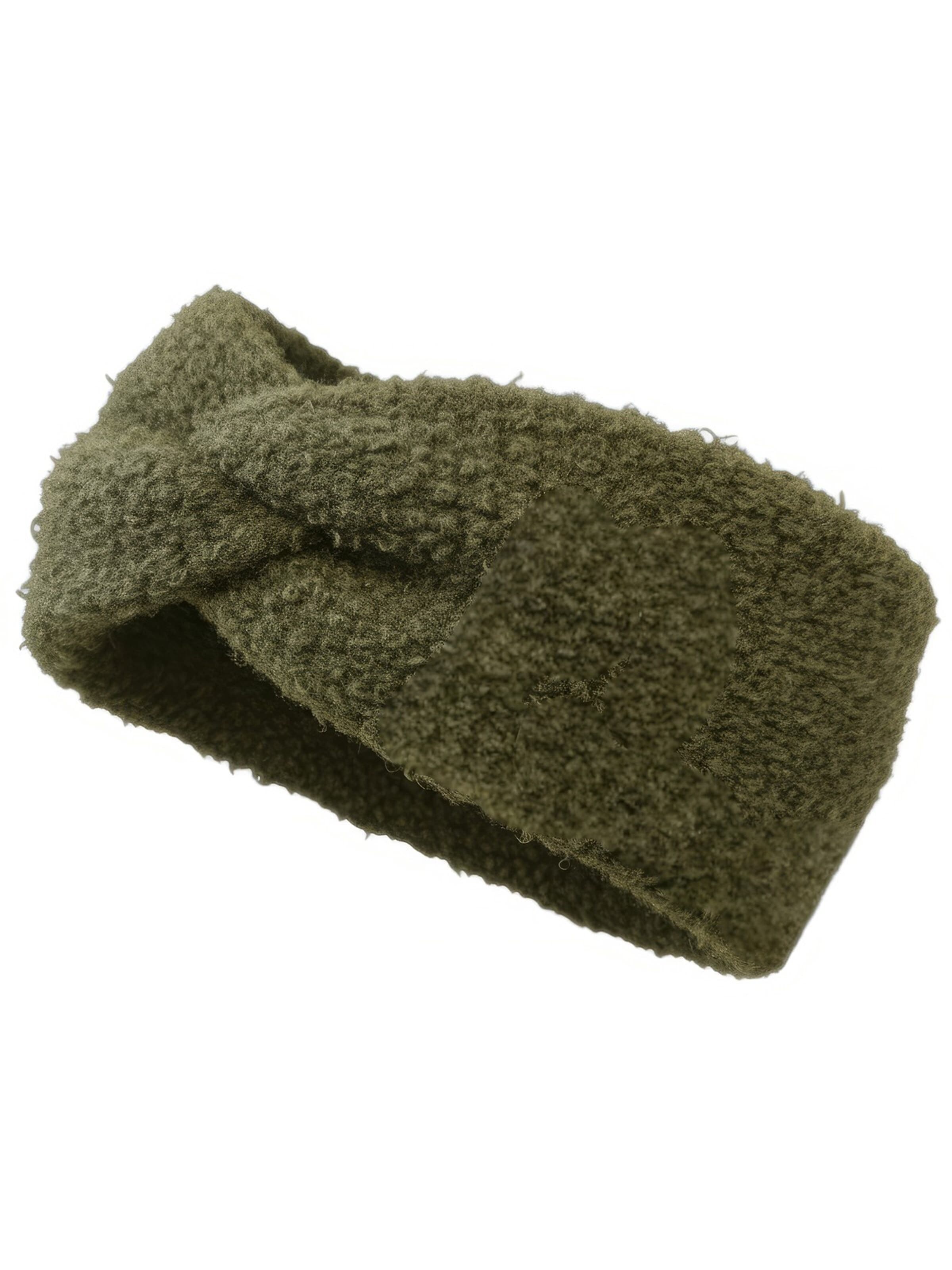 styleBREAKER Headband 'Stirnband in Teddyfell Optik' in Green: front