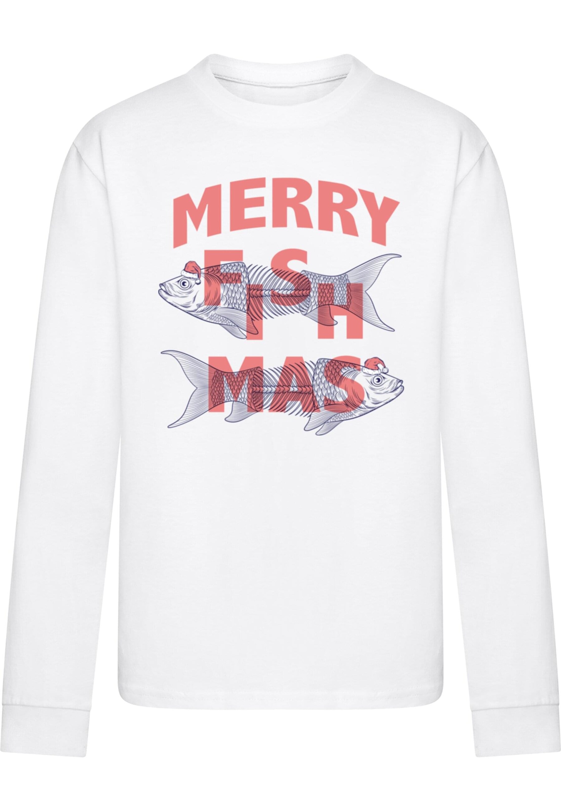 Maglietta 'Christmas - Merry Fishmas' di ABSOLUTE CULT in bianco: frontale