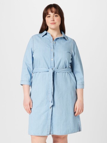 ONLY Carmakoma Shirt Dress in Blue: front