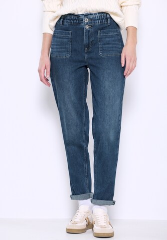 STREET ONE Tapered Jeans 'Paperbag' in Blue: front