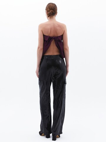 Wide Leg Pantalon cargo OXXO en noir