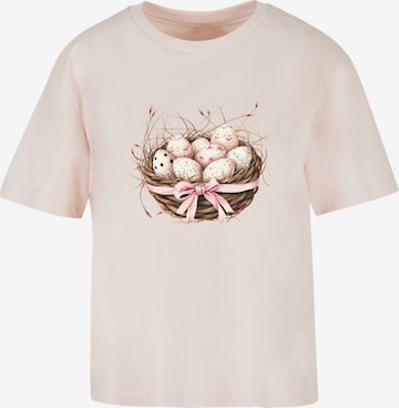 T-shirt 'Osterei Nest Korb Dekor' F4NT4STIC en beige : devant