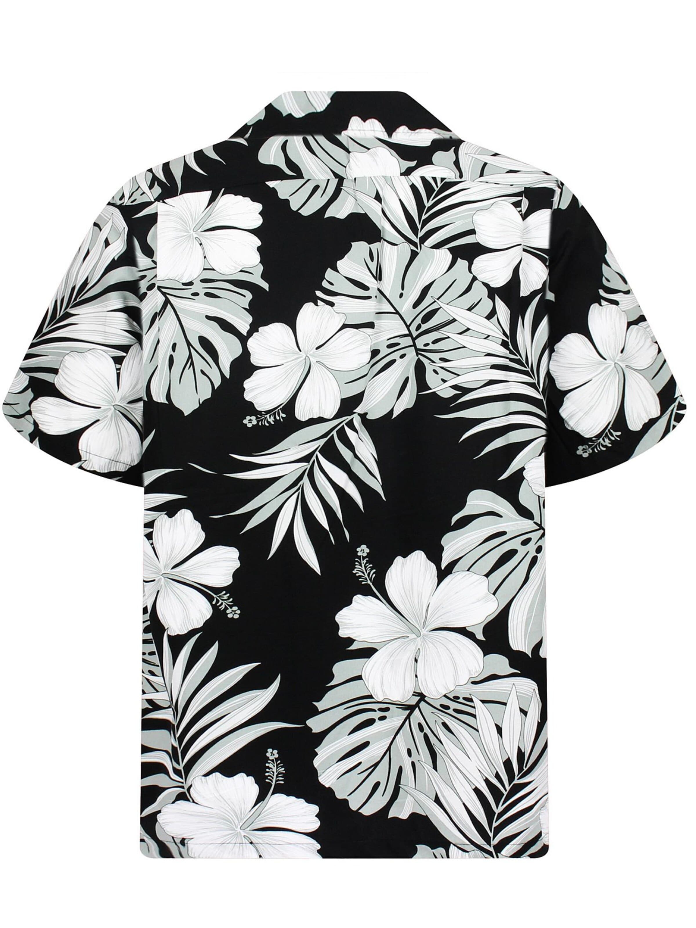 Pacific Legend Regular fit Button Up Shirt 'Palmenblätter' in Black