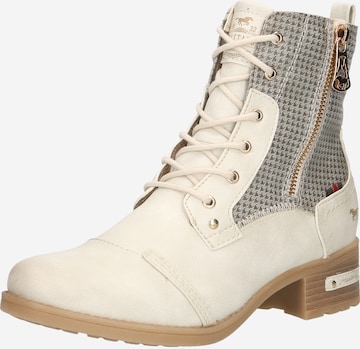 MUSTANG Lace-Up Ankle Boots in White: front