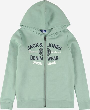 Jack & Jones Junior Ζακέτα φούτερ 'ELOGO' σε πράσινο: μπροστά