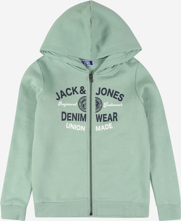 Jack & Jones Junior Суичъри с качулка 'ELOGO' в зелено: отпред