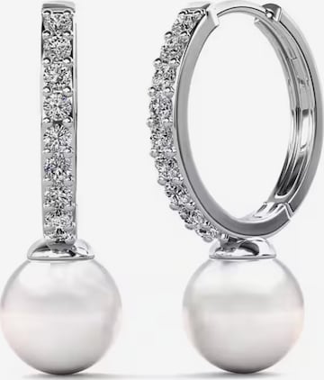 ROUGEMONT Jewellery Ohrringe 'Funkelnde Damen Creolen Muschelperle 925 sterling Silber' in Silber: Vorderseite