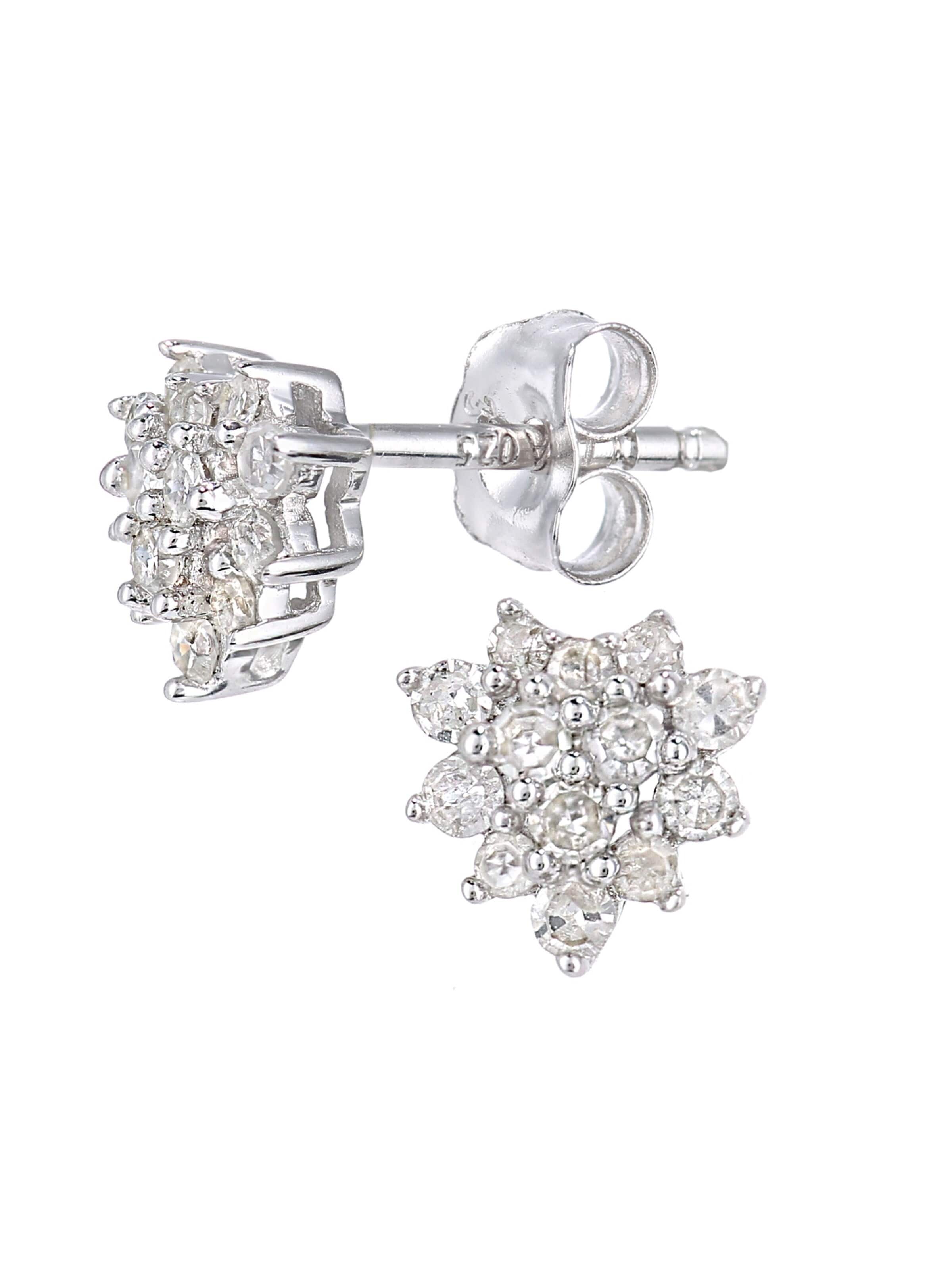 Boucles d'oreilles 'Ohrstecker aus 375 Weißgold mit 0.25 Karat Diamant' DIAMANT LETERNEL en argent : devant