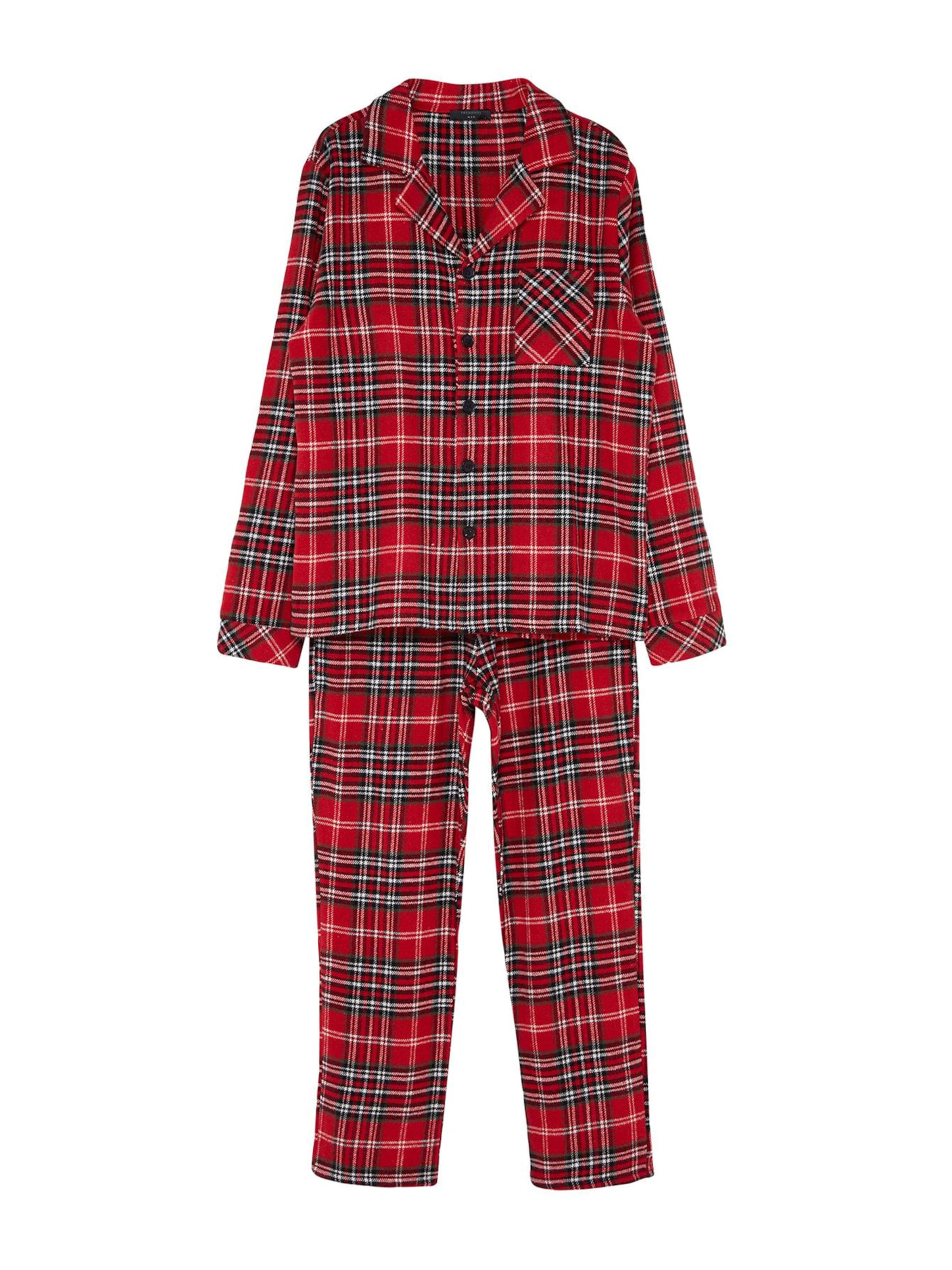 Trendyol Hosszú pizsama - piros: elől