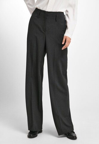 Peter Hahn Wide leg Pleated Pants 'Cornelia' in Grey: front