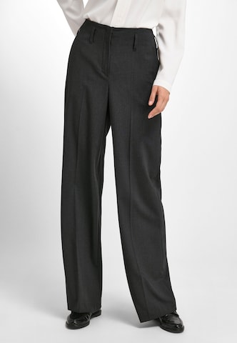 Peter Hahn Wide leg Pleated Pants 'Cornelia' in Grey: front