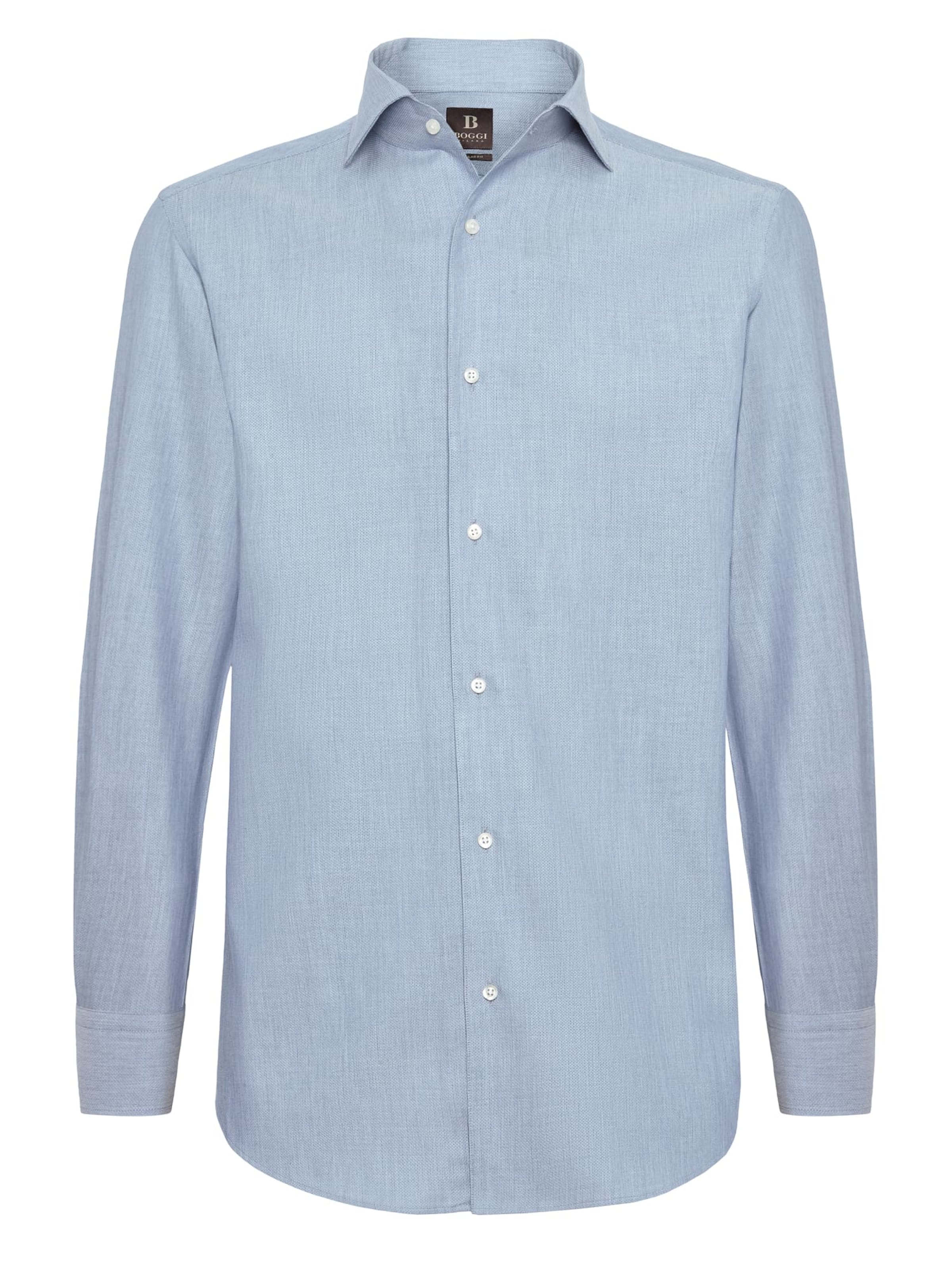Boggi Milano Regular fit Overhemd in Blauw: voorkant