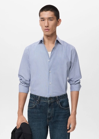 MANGO MAN Slim fit Button Up Shirt 'Vecchia1' in Blue: front