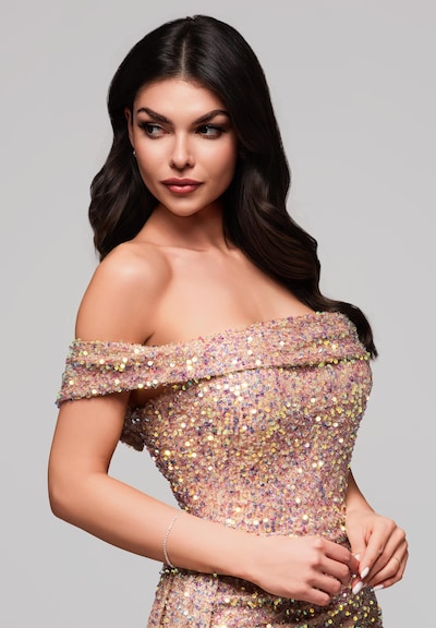 Ombre Robe de soirée en or, Vue avec produit