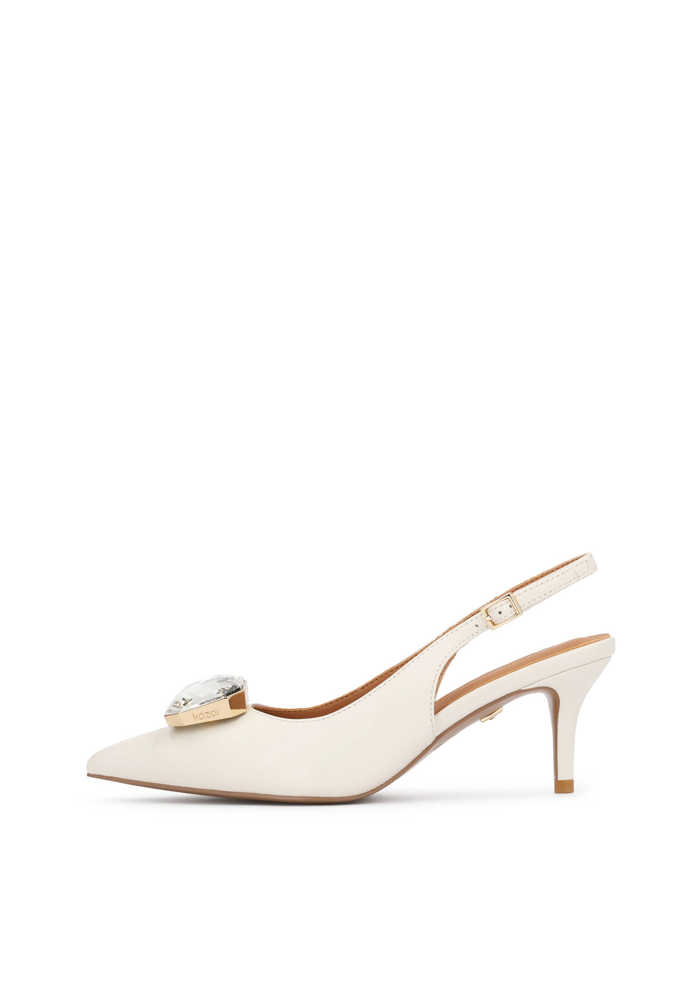 Kazar Čevlji s peto in s paščki | bež barva: sprednja stran