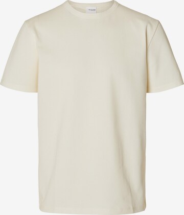 T-Shirt SELECTED HOMME en beige : devant