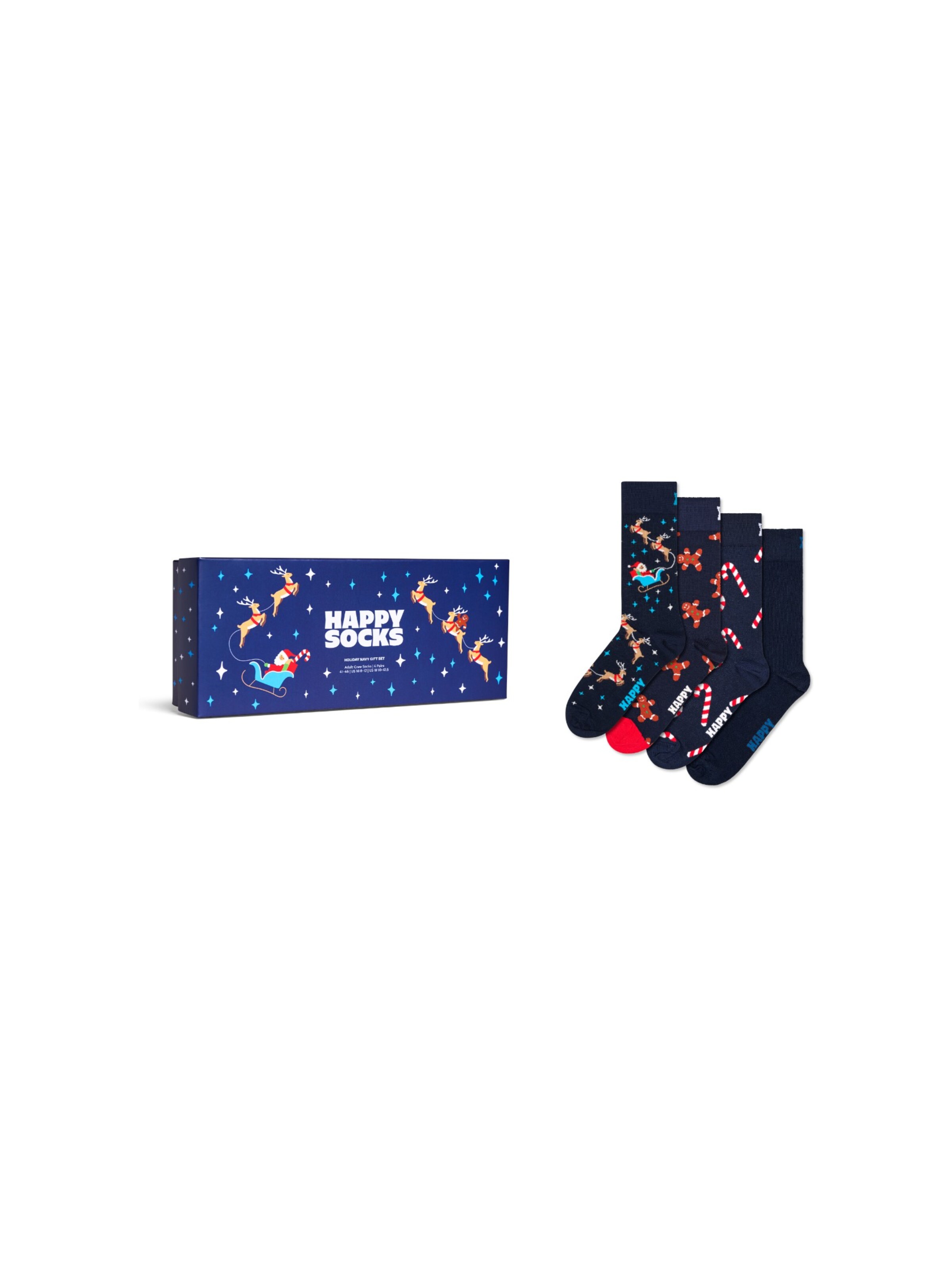 Happy Socks Chaussettes '4-Pack Holiday Navy Socks Gift Set' en bleu foncé, Vue avec produit