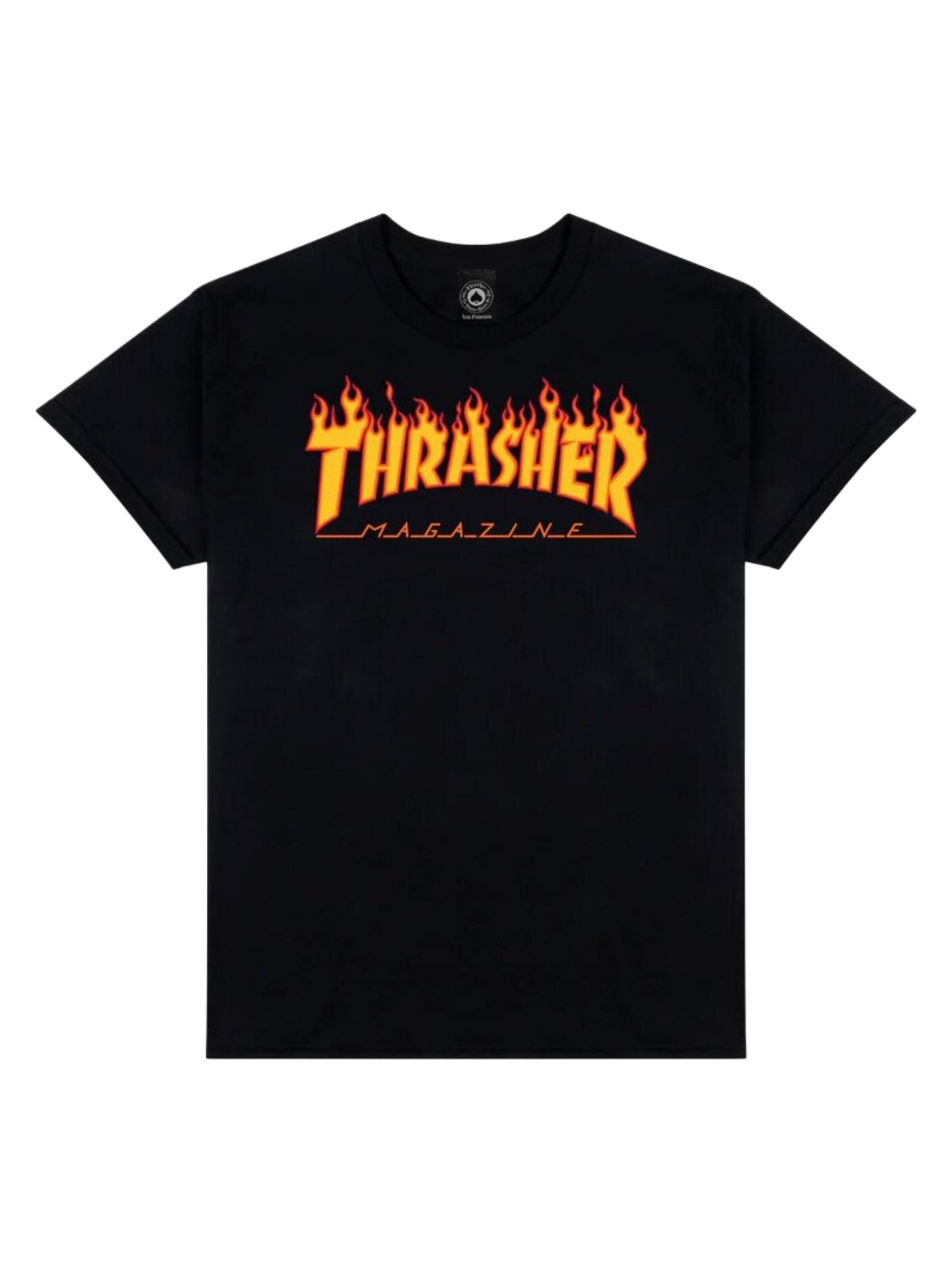 THRASHER Shirt 'FLAME' in Zwart: voorkant