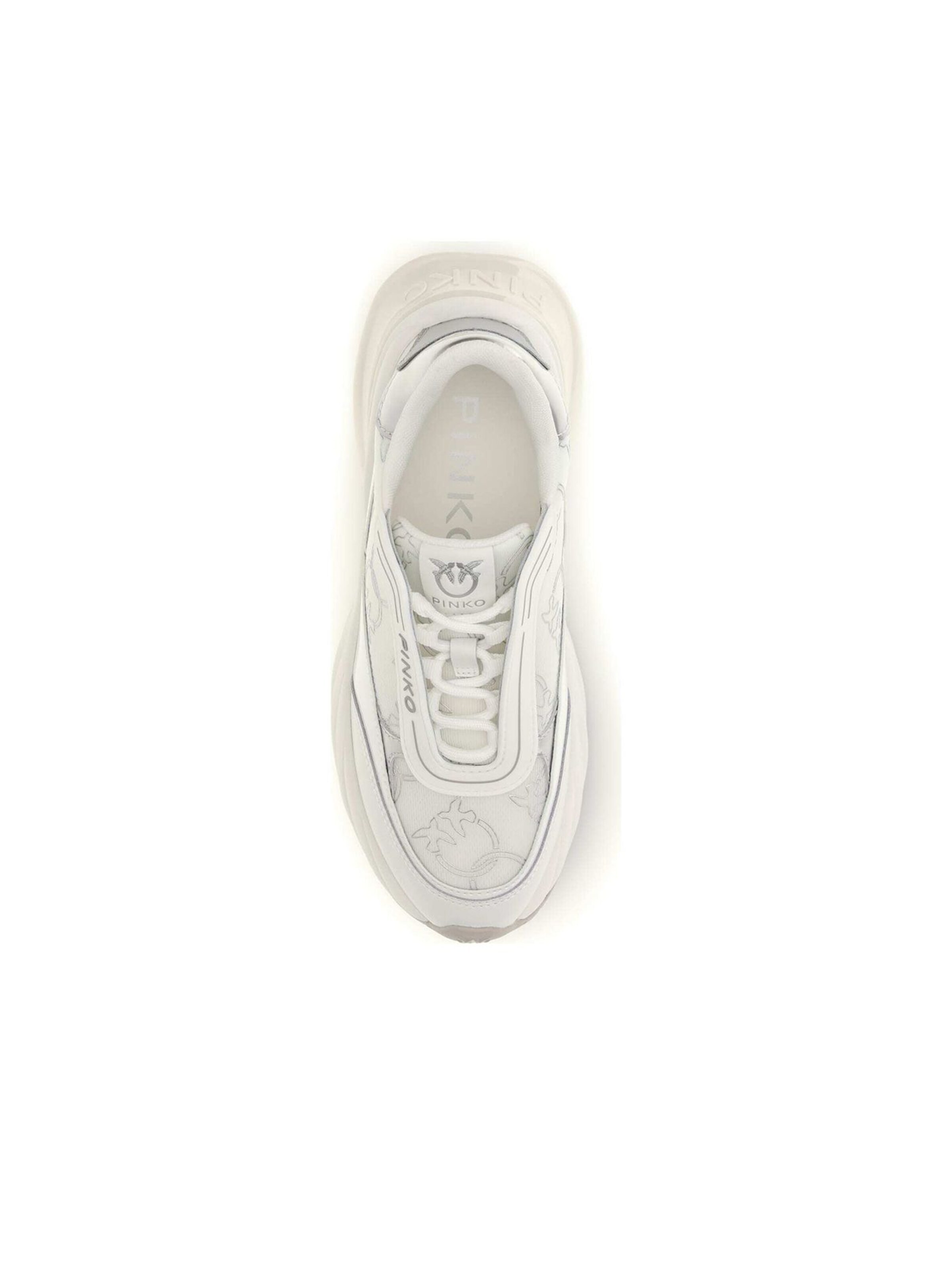 PINKO Sneakers laag 'Ariel 19 - Sneaker Calf Leather/Patent/Monogram Net' in Wit