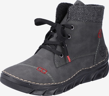 Rieker Lace-Up Ankle Boots in Grey: front