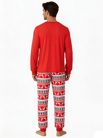 KoJooin Pajamas long 'Herren Set Weihnachten Pyjama Langarm Rundhals Rentier Muster Homewear' in Red