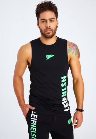 Leif Nelson Gym-Stringer in Schwarz: Vorderseite