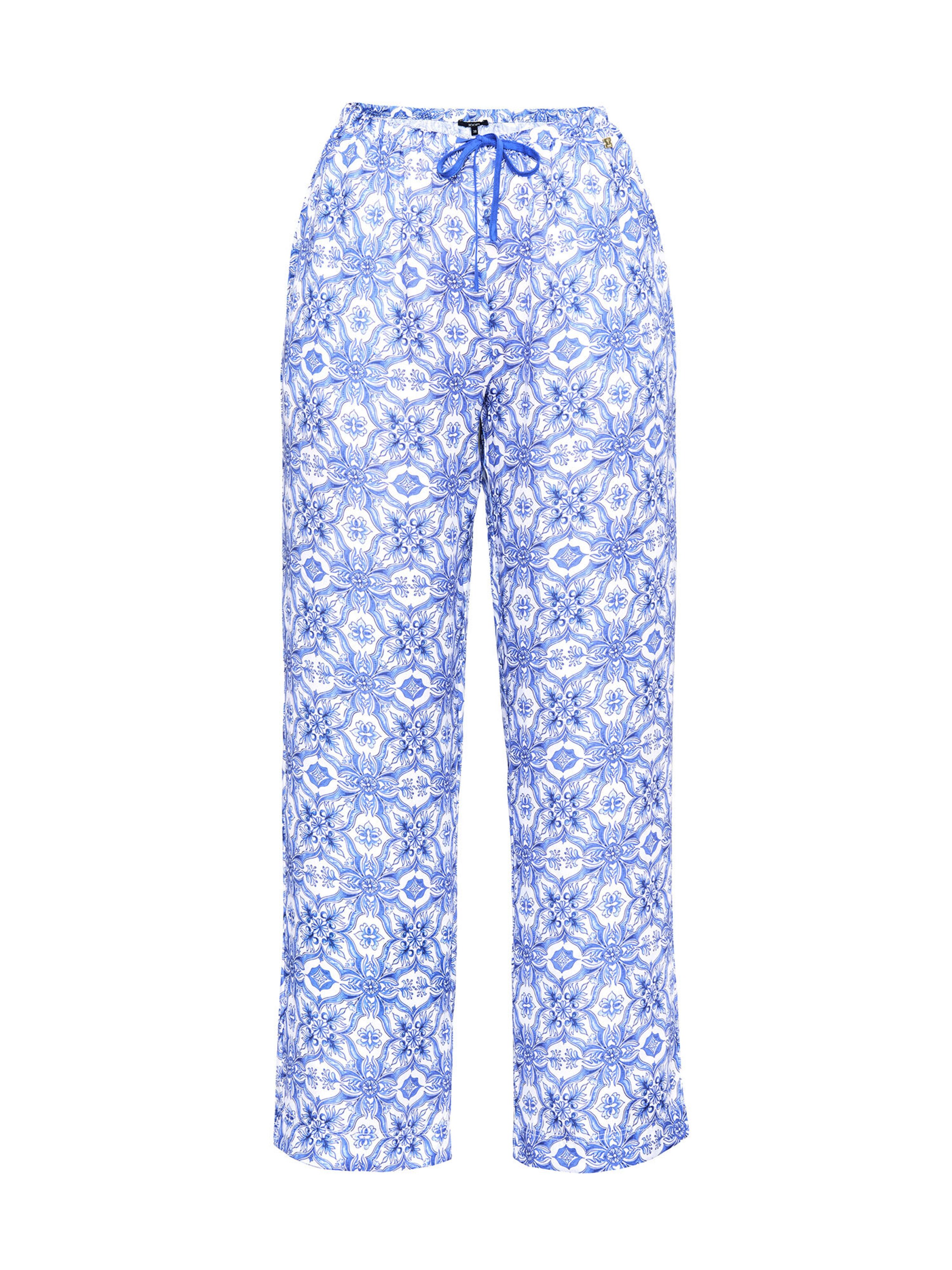 JOOP! Pyjamabroek ' Wild Bloom ' in Blauw: voorkant