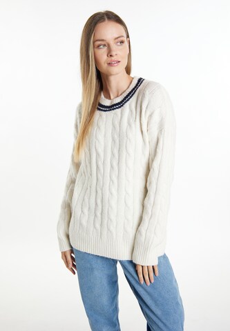 DreiMaster Maritim Sweater 'Eissegler' in White: front