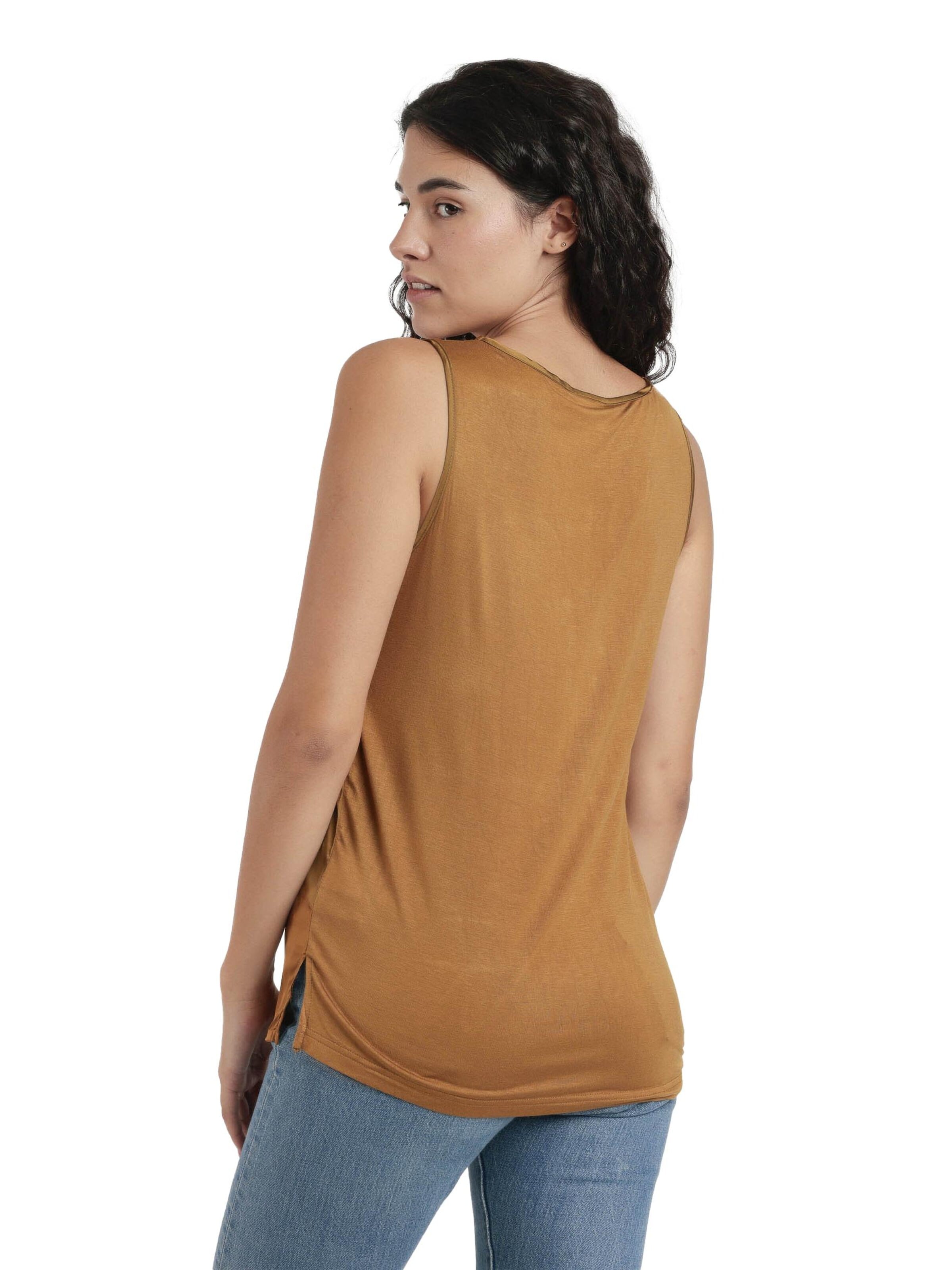 admas - Top 'Camiseta Sin Mangas Satin Lace para Mujer' en marrón