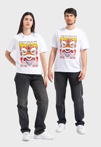 Oldskull T-Shirt 'Asian Lucky Dragon' in Weiß
