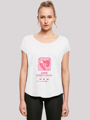 F4NT4STIC Shirt 'Love Oldies Playlist  Valentinstag' in White: front