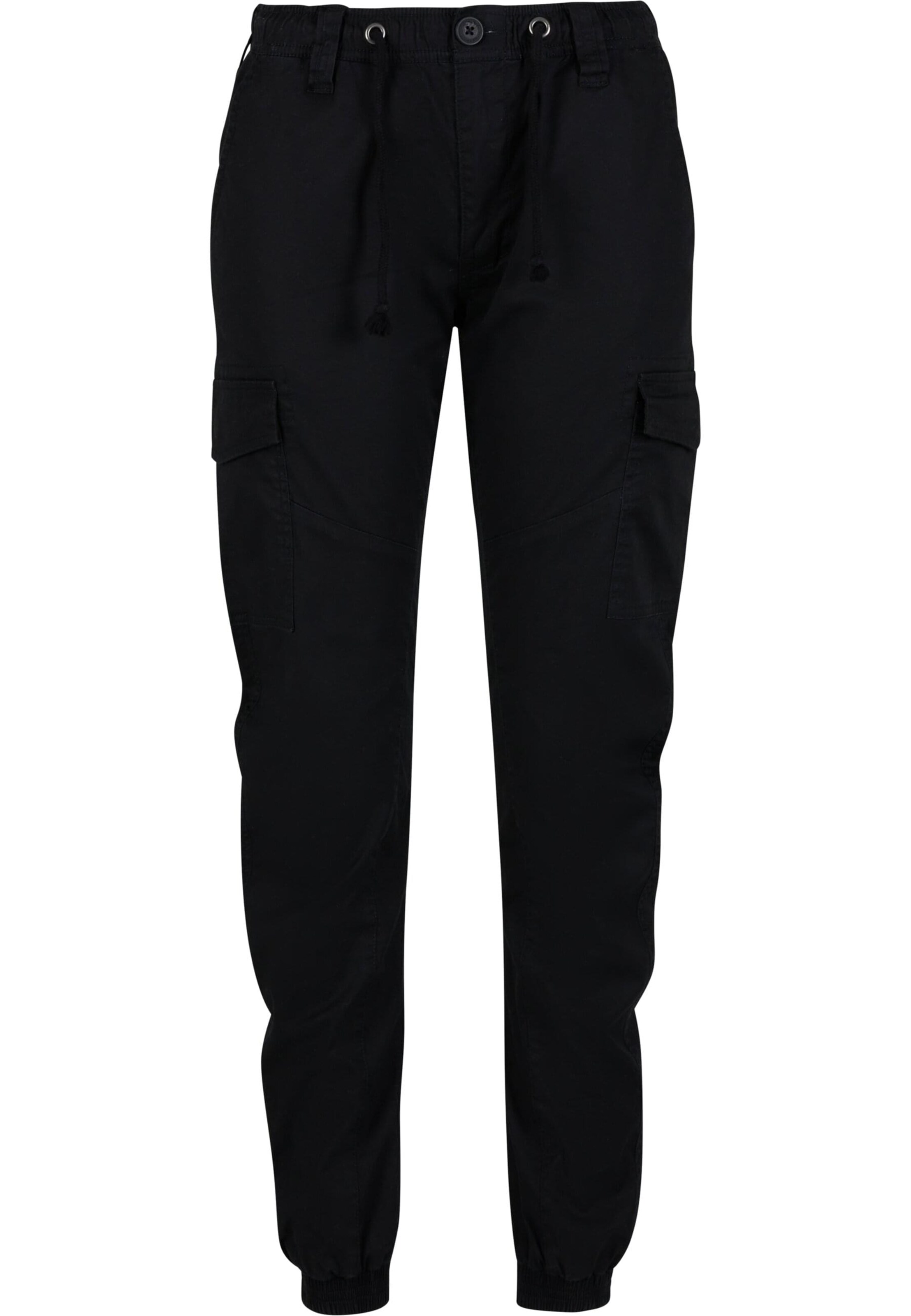 Brandit Tapered Cargo trousers in Black: front