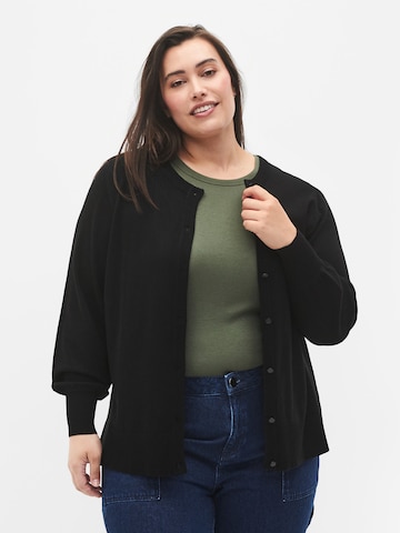 Zizzi Knit cardigan 'CACHRISSIE' in Black: front